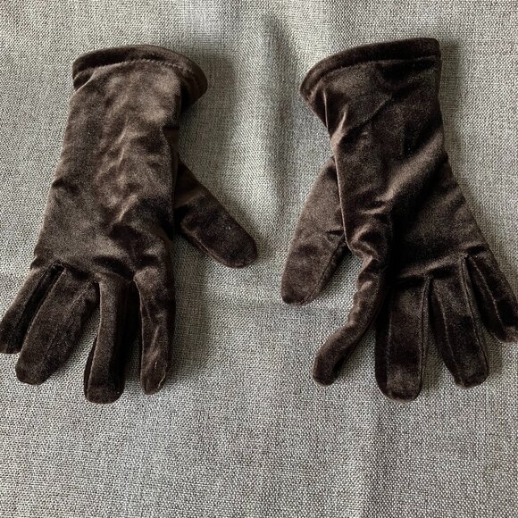 Vintage Cejon Ladies Wrist Style Brown Velour/Velvet Thinsulate Gloves, One Size - Picture 2 of 6